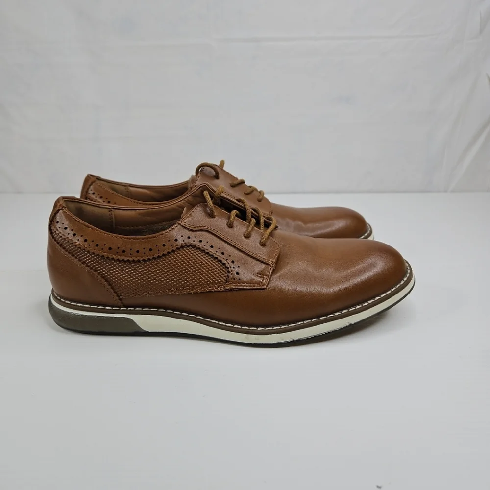 Bruno Marc Mens Oxford Dress Shoes Lace Up Cognac Brown Size 6 Unisex Prom Party